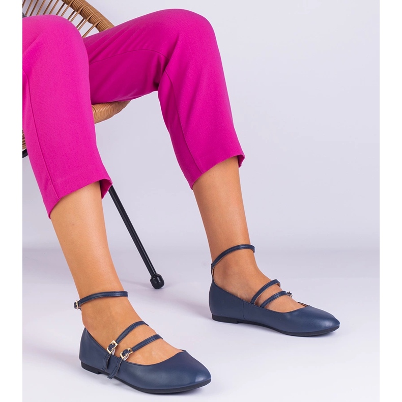 Ballerines de la Marine en écot-pain avec des boucles bleu 1