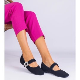 Ballerines noires décorées d'une boucle avec des cristaux le noir 3