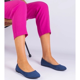 Ballerines bleues marines féminines en daim 2