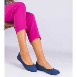 Ballerines bleues marines féminines en daim 3