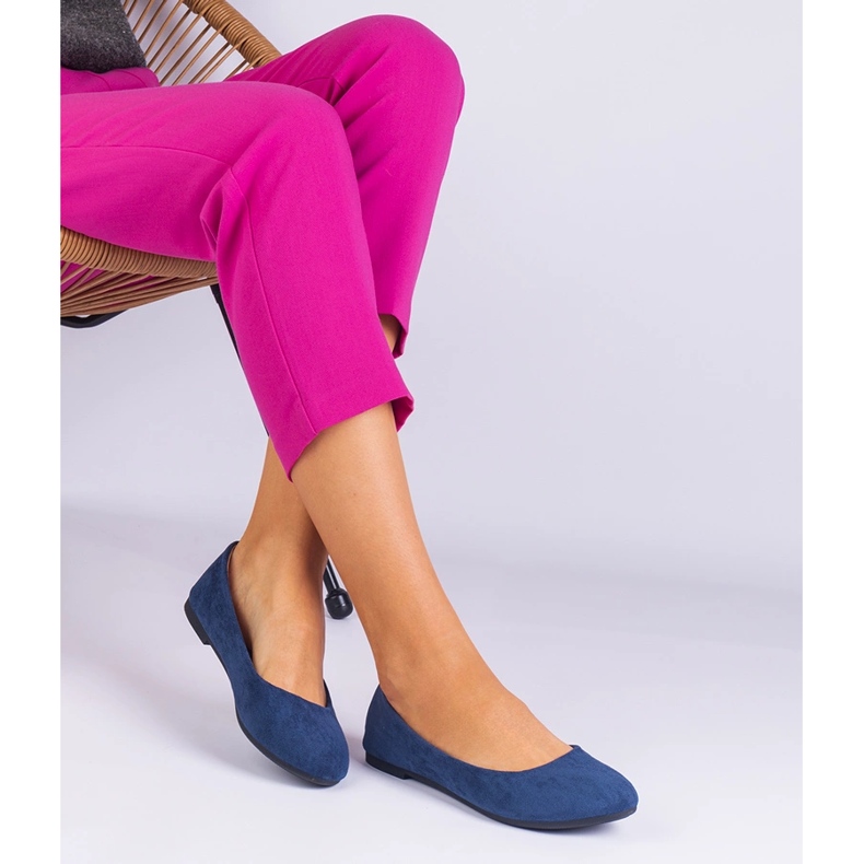 Ballerines bleues marines féminines en daim 1