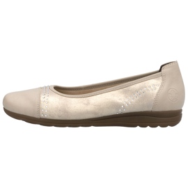 Ballerines en cuir féminines avec zircons confortables or / beige Rieker L9353-62 2