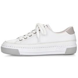 White Rieker L8847-80 Chaussures de sport en cuir pour femmes blanche 2