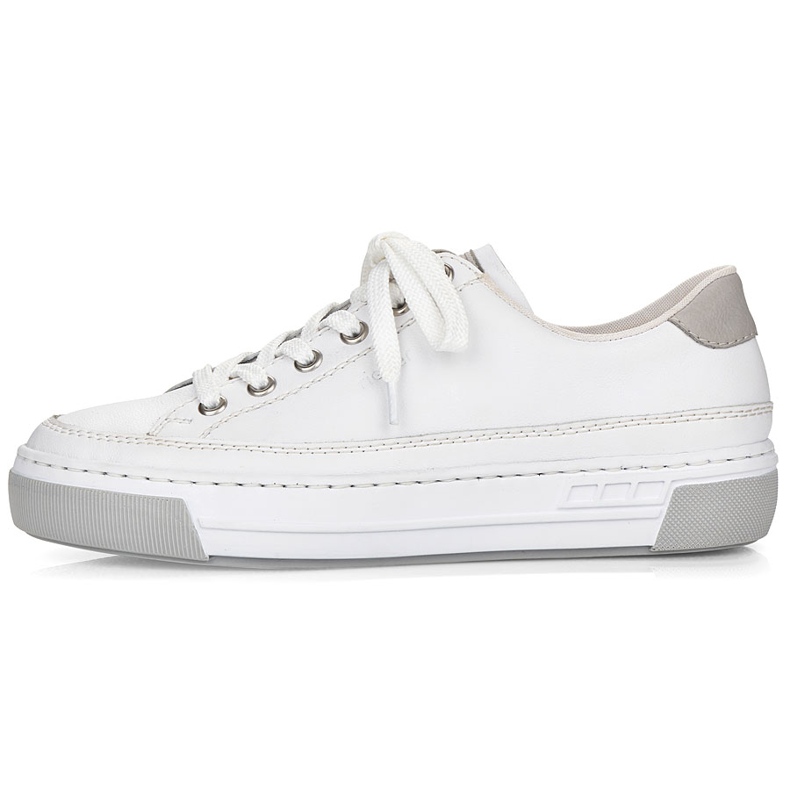 White Rieker L8847-80 Chaussures de sport en cuir pour femmes blanc 2