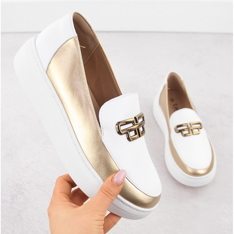 Chaussures en cuir pour femmes sur la plate-forme GOL BLANC T.SOKOLSKI W25-499 1