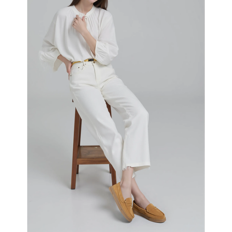 Mocassins Femme En Daim Camel beige 1