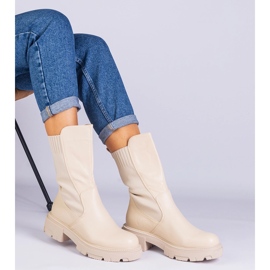 Bottes beige avec un insert de matériau 3