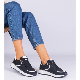 Baskets pour femmes noires avec une insertion d'or le noir 3