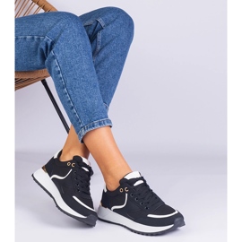 Baskets pour femmes noires avec une insertion d'or le noir 2
