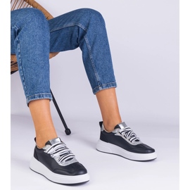 Baskets pour femmes noires décorées de paillettes le noir 1