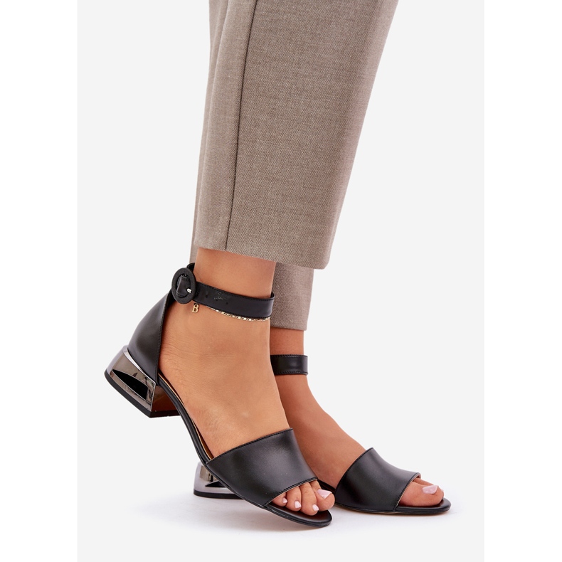 Sandales Cuir Sur Talon Argent Laura Messi 2143 Noir le noir 2