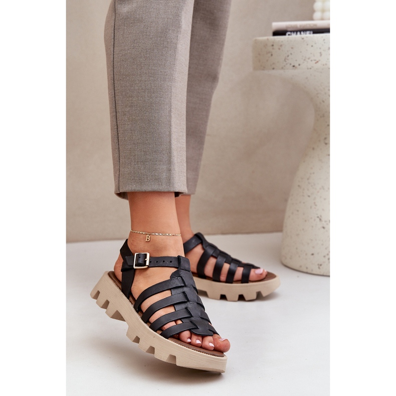 Sandales en cuir pour femmes Zazoo 3695 noir 2