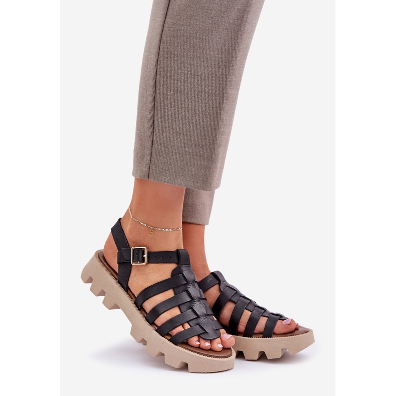 Sandales en cuir pour femmes Zazoo 3695 noir 1