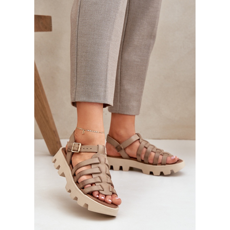 Sandales en cuir pour femmes Zazoo 3695 Beige 2