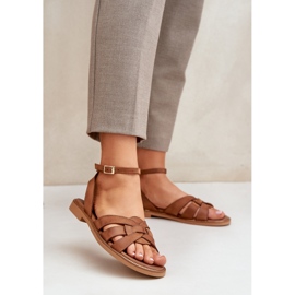 Zazoo 3688 Sandales de football plat de camel brun 2