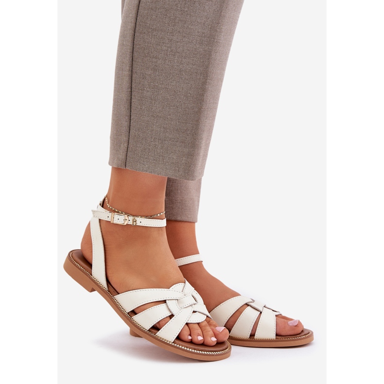 Lewski Shoes Zazoo 3688 ECRU, sandales de football plat blanche 1 Lewski Shoes Zazoo 3688 ECRU, sandales de football plat blanche 1