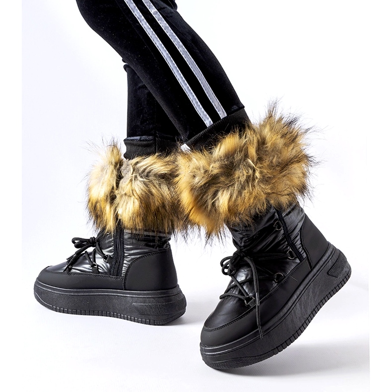 News Bottes de neige pour femmes avec fourrure 23SN26-6567 noir 2