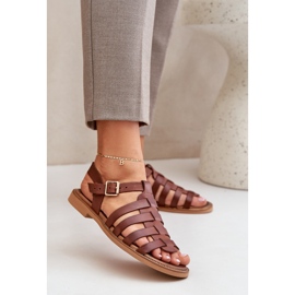 Zazoo Sandales en cuir avec thee plate 3686 marron brun 2