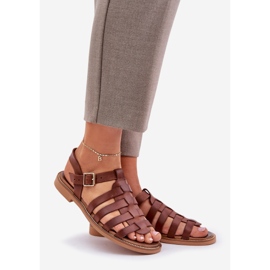 Zazoo Sandales en cuir avec thee plate 3686 marron brun 1