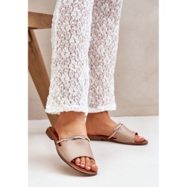 Lewski Shoes Chaussures lewski 3047 tongs en cuir beige 2