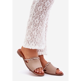 Lewski Shoes Chaussures lewski 3047 tongs en cuir beige 1