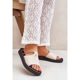 Zazoo 2896 Slippers en cuir féminin beige 2