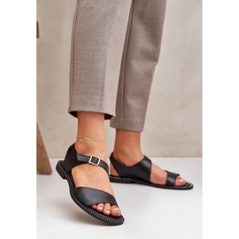 Zazoo 3014 Sandales plates pour femmes noir 2