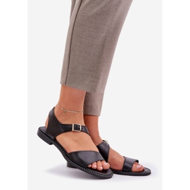 Zazoo 3014 Sandales plates pour femmes noir 1