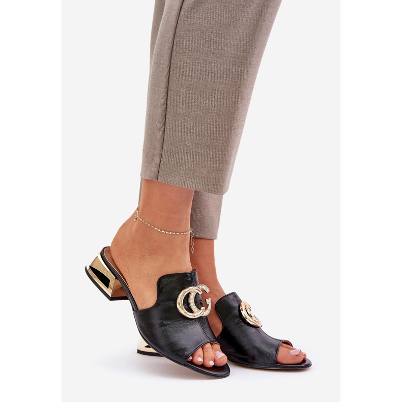 Élégant cuir féminin Low -Heels Laura Messi 2874 Black noir 1