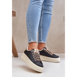 Baskets sur une plate-forme avec lacets décoratifs noirs le noir 1 Baskets sur une plate-forme avec lacets décoratifs noirs le noir 1