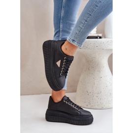 Baskets élégantes sur une plate-forme noire massive le noir 5