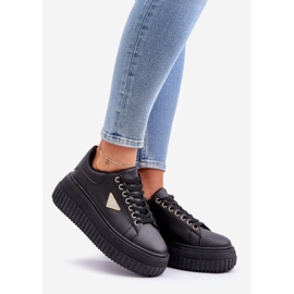 Baskets élégantes sur une plate-forme noire massive le noir 1