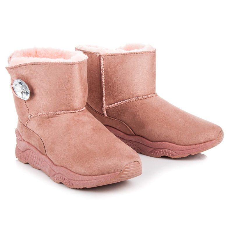 Anesia Paris Bottes de neige fermées par un bouton rose 1 Anesia Paris Bottes de neige fermées par un bouton rose 1