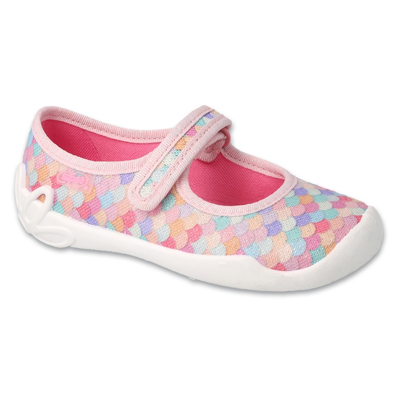 Befado chaussons enfants avec Velcro 114X514 rose avec application colorée 1