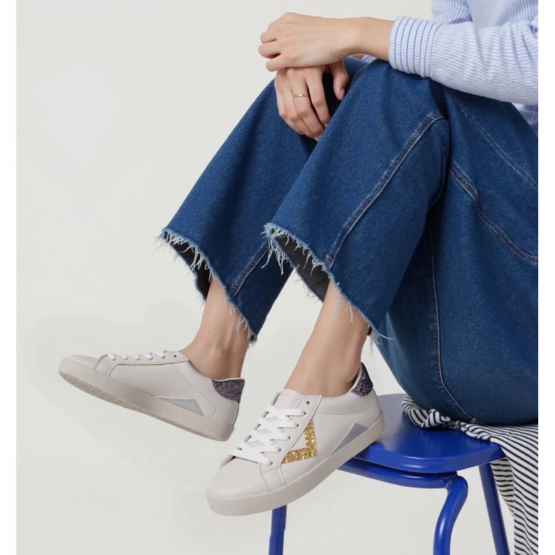 Inserts d'or des baskets aux paillettes pour femmes blanc 1