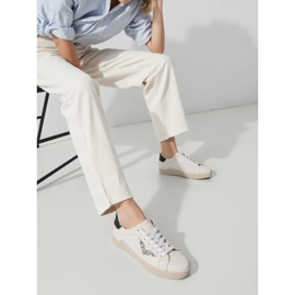 Inserts argentés en brocart des baskets pour femmes blanche 1
