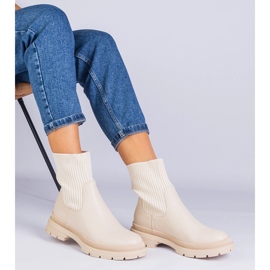Bottines beiges avec tige en tissu 3