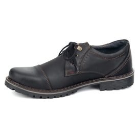 Chaussures en cuir masculin olivier 312gt avec un orteil percé noir 1