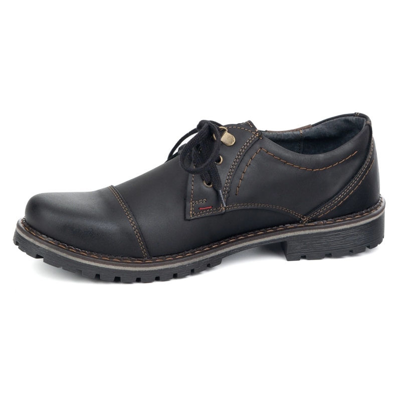 Chaussures en cuir masculin olivier 312gt avec un orteil percé noir 1