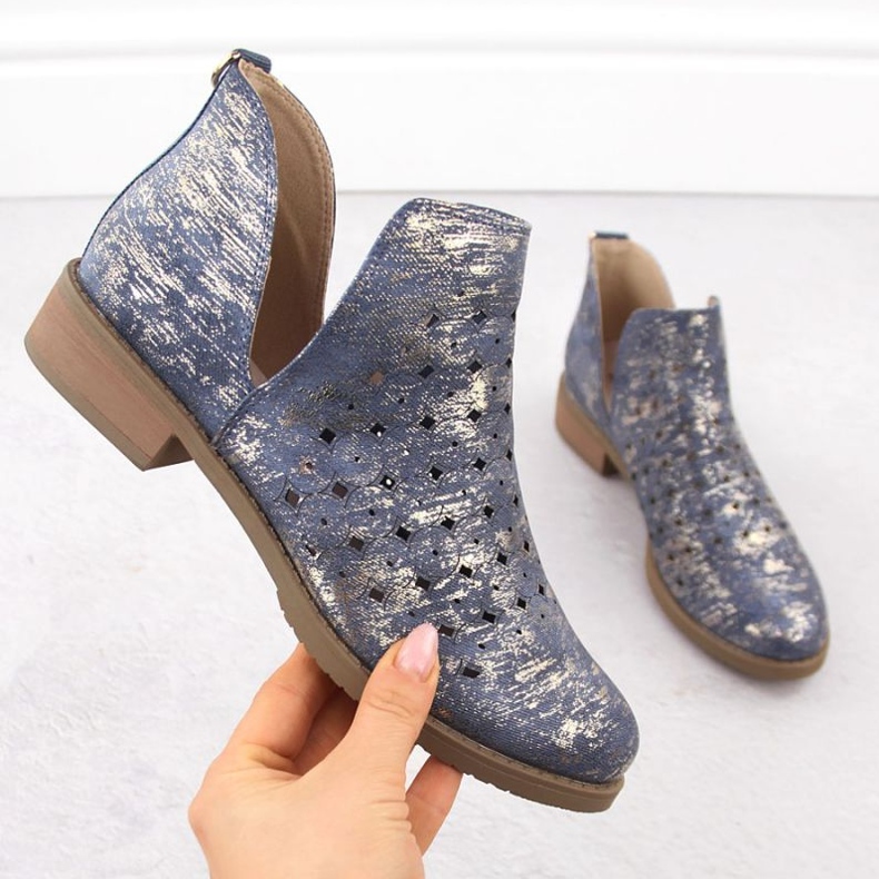 M.Daszyński Bottes en cuir des femmes M. Daszyński SA62-102 bleu 1