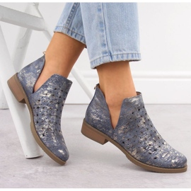 M.Daszyński Bottes en cuir des femmes M. Daszyński SA62-102 bleu 2
