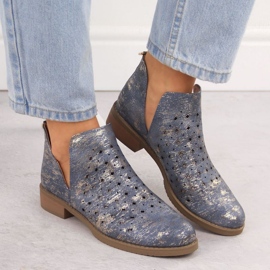 M.Daszyński Bottes en cuir des femmes M. Daszyński SA62-102 bleu 4