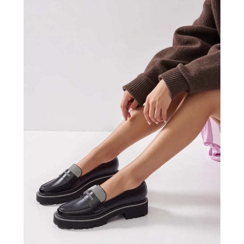 Mocassins noirs diamants pour femmes le noir 2 Mocassins noirs diamants pour femmes le noir 2