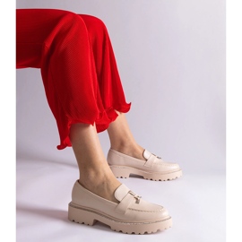 Mocassins beige eco -reather décorés de zircons 1