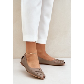 Zazoo 10009 Ballerines féminines en cuir confortables beige foncée 2