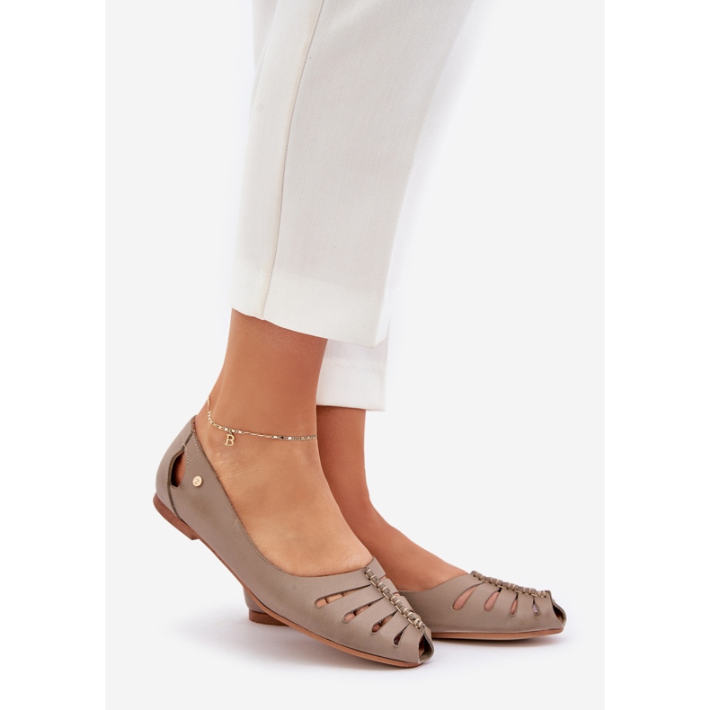 Zazoo 10009 Ballerines féminines en cuir confortables beige foncée 1 Zazoo 10009 Ballerines féminines en cuir confortables beige foncée 1