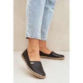 Espadrilles en cuir élégant Zazoo 10177 Black le noir 2