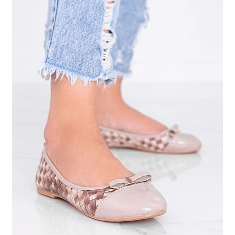 D/GMR Ballerines beiges à motif Broadway tressé 1