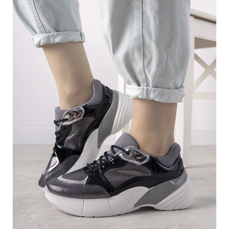 D/GMR Baskets noires à semelle haute Rude argent 1