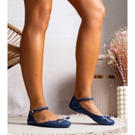 D/GMR Ballerinas féminine bleu marine avec du caoutchouc avec un arc et un fermoir 1